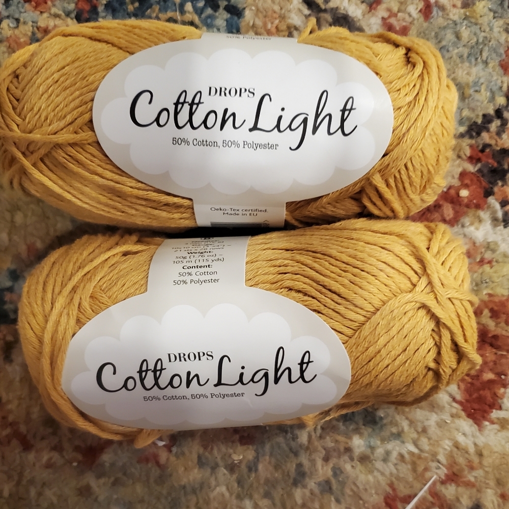 Drops Cotton Light yarn bundle (28-Mustard yellow)2pk
